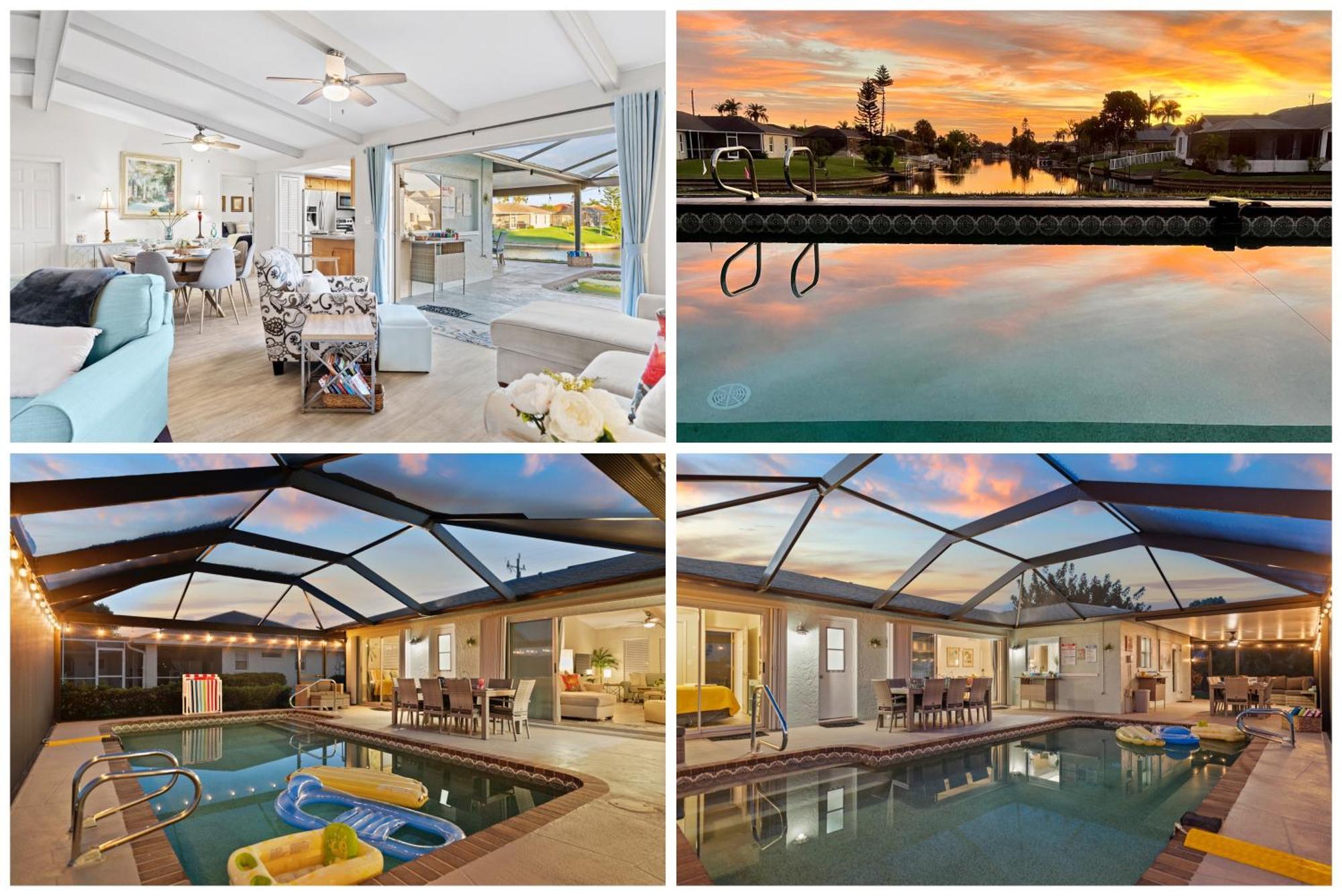 Serenity Waterfront Villa With King Suite, Private Pool, Great Lanai Enclosure And Long Water Views Cape Coral Exterior foto